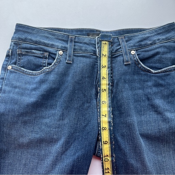 Silver Jeans Co. Elysa Capris Mid Rise Luxe Stretch Dark Wash XS Small 26 - Picture 3 of 8